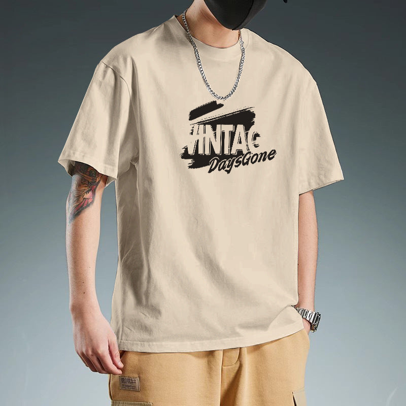 Men's Solid Color Short-Sleeved Cotton T-Shirt - Cartoon Pattern My Store  18.99