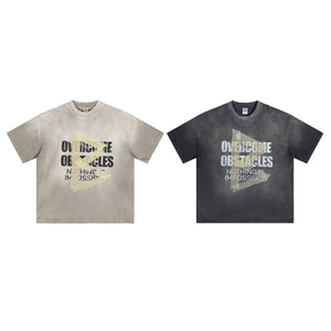 Oversized Washed Letter T-Shirt - MRC STORE