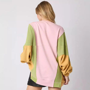 Vibrant Contrast Color Long Sleeve Sweatshirt - MRC STORE