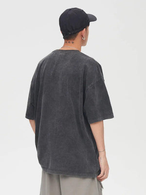 Vintage T-shirts Washed Print Short Sleeve - MRC STORE