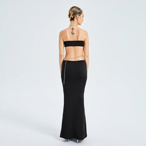 Metal Chain Halterneck Cutout Party Dress - Bold and Daring - MRC STORE