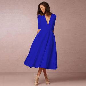 Chic V Neck Swing Dress - MRC STORE