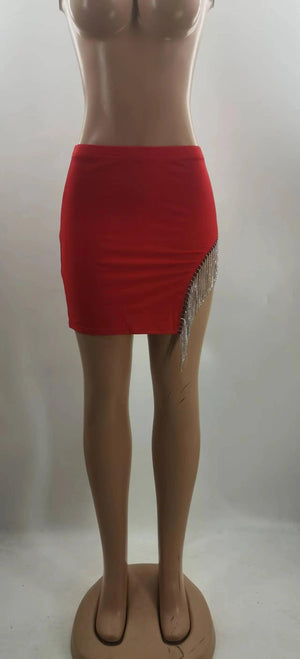 Rhinestone Tassel Skirt - MRC STORE
