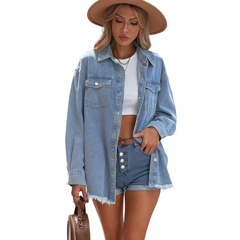Denim Lapel Top - MRC STORE