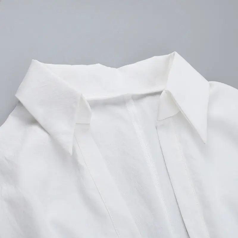 Lace-Up Shirt & High Waist Slit Skirt Set - MRC STORE