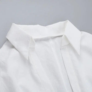 Lace-Up Shirt & High Waist Slit Skirt Set - MRC STORE