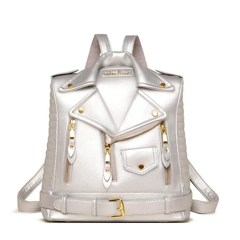 Trendy Leather Textured Jacket Backpack - MRC STORE