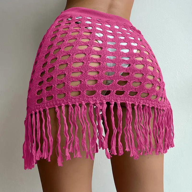 Hollow Out Tassel Cover Skirt - MRC STORE