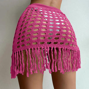 Hollow Out Tassel Cover Skirt - MRC STORE