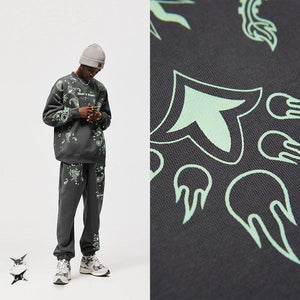 Glow Night Cashew Flower Printing Fleece Sweater - MRC STORE