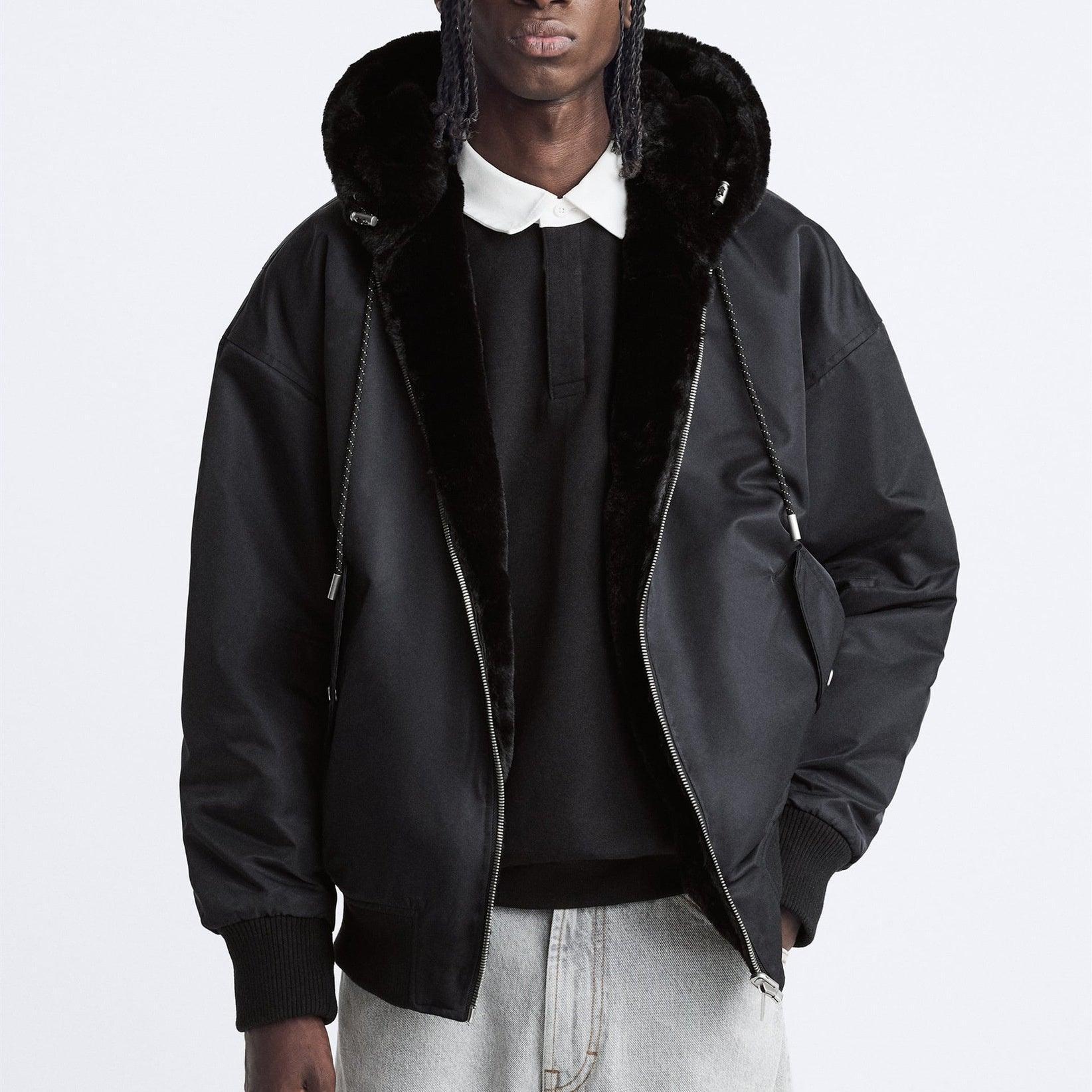 Plush Hooded Faux Fur coat - Cozy and Stylish Outerwear for Cold Weather- Double-Sided Design with Stick Pockets - MRC STORE