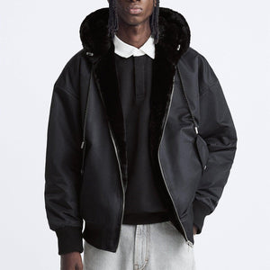 Plush Hooded Faux Fur coat - Cozy and Stylish Outerwear for Cold Weather- Double-Sided Design with Stick Pockets - MRC STORE