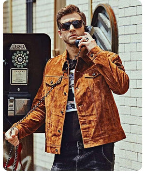 Men’s Leather Jacket - Pig Skin Brown - MRC STORE