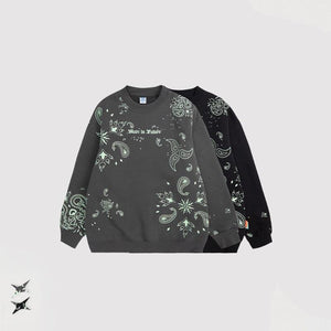 Glow Night Cashew Flower Printing Fleece Sweater - MRC STORE