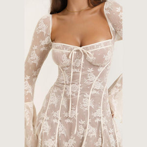 Lace Bell Sleeve A-Line Dress - MRC STORE