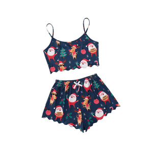 Women's Spaghetti Straps Sleeveless Pajamas – Fun & Festive Holiday Comfort - MRC STORE