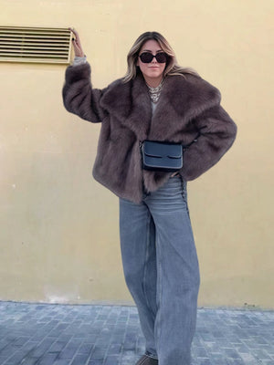 Faux Fur Collar Long Sleeve Winter Coat MRC STORE