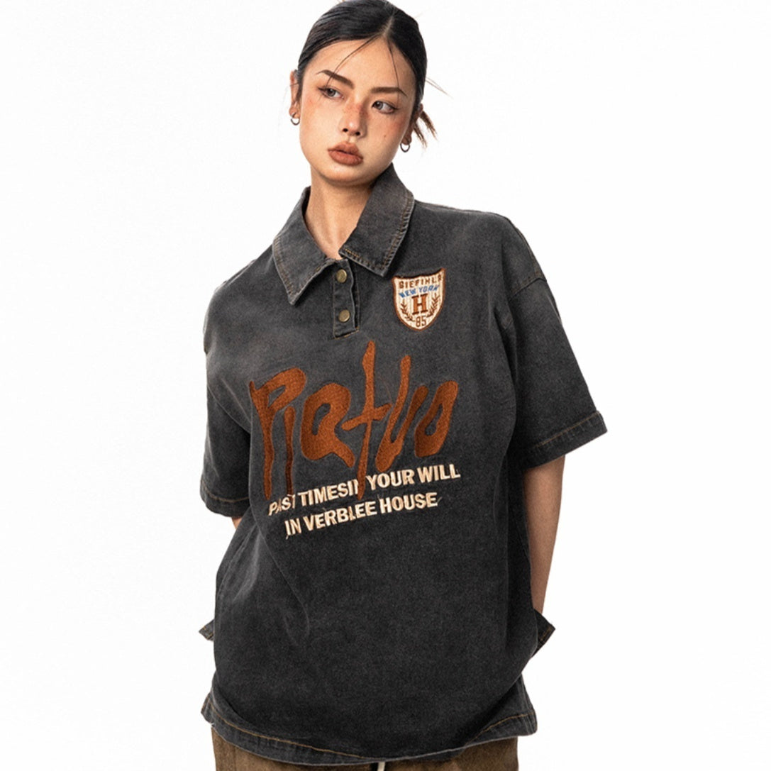 Unisex Denim Shirt - Retro Loose Short Sleeve My Store