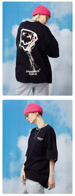 Loose Splash-Ink Paper Bag Graphic Tee - MRC STORE