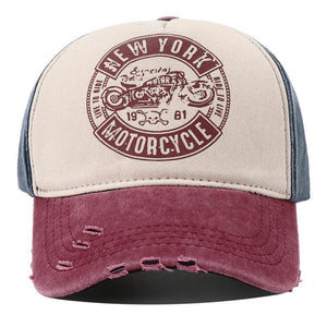 New York Motorcycle Printed Peaked Cap - MRC STORE
