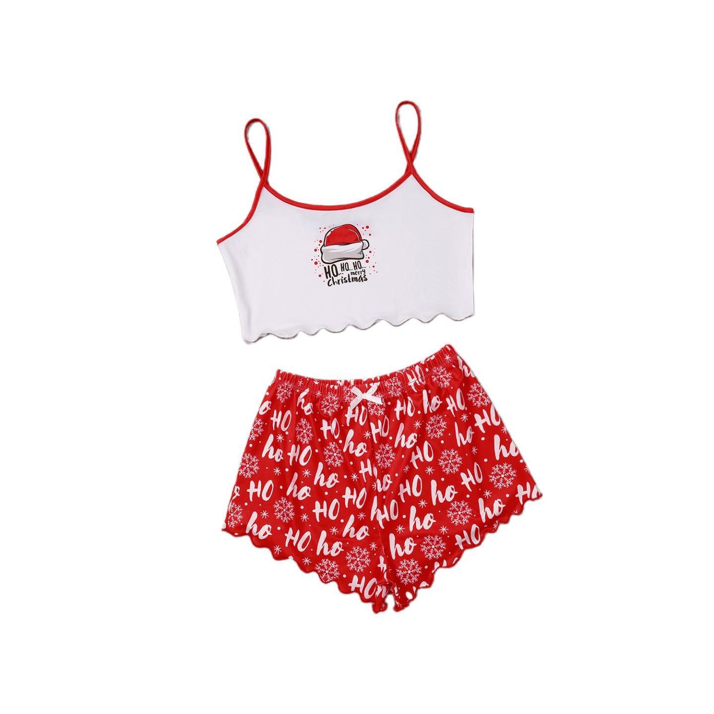 Women's Spaghetti Straps Sleeveless Pajamas – Fun & Festive Holiday Comfort - MRC STORE
