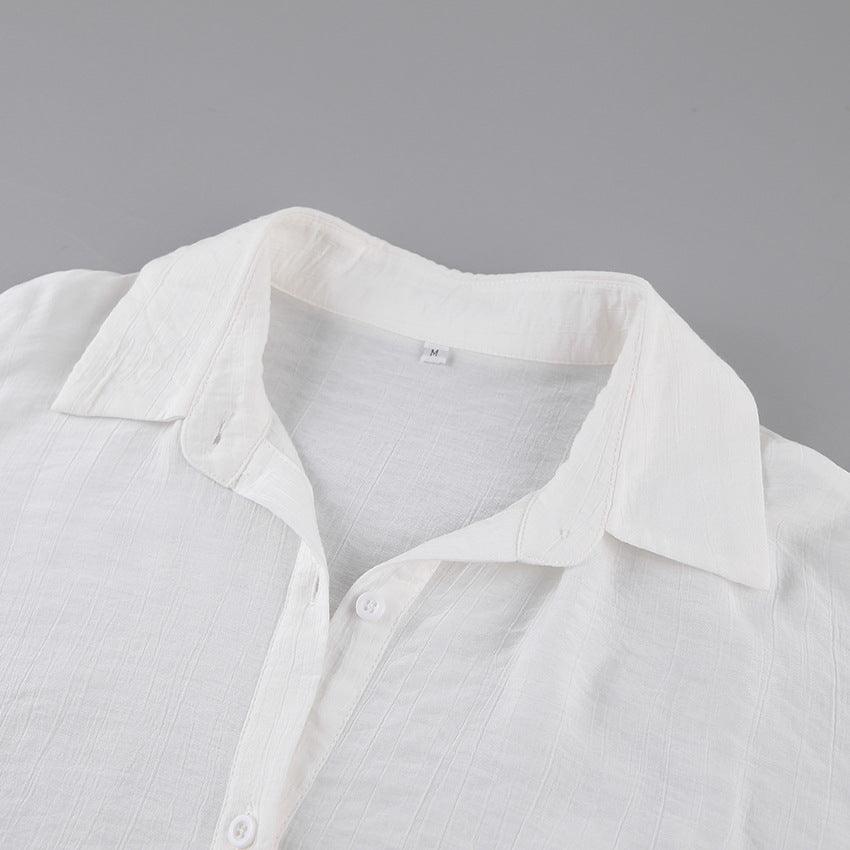 Summer shirt Lantern Sleeve Transparent White Shirt - MRC STORE
