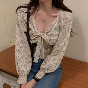 V Neck Chiffon Blouse - MRC STORE