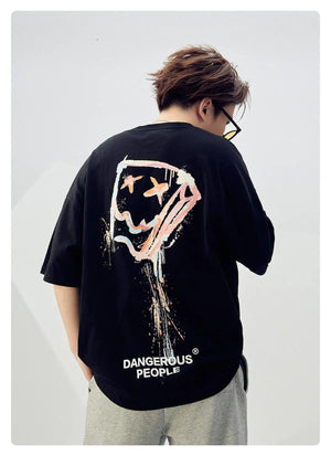 Loose Splash-Ink Paper Bag Graphic Tee - MRC STORE