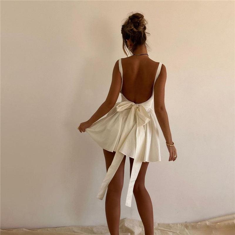 Elegant Backless Lace-Up Party Dress - MRC STORE