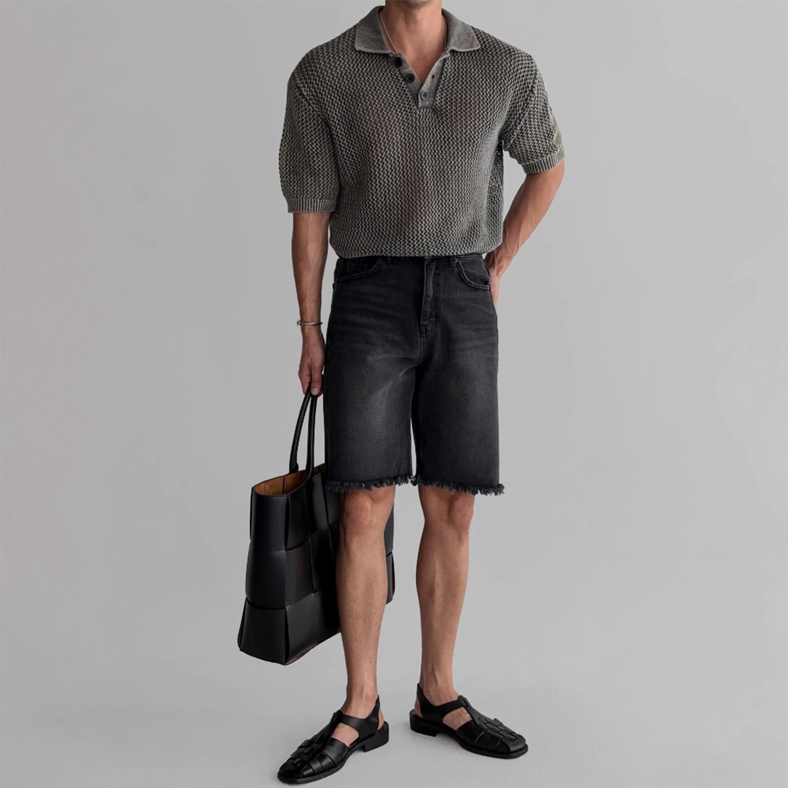 Men’s Polo Shirt - Honeycomb Knitted Short Sleeve My Store