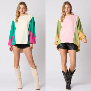 Vibrant Contrast Color Long Sleeve Sweatshirt - MRC STORE