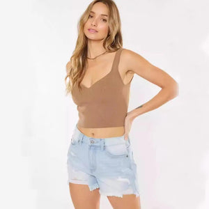 High Waist Wide Leg Denim Shorts - MRC STORE