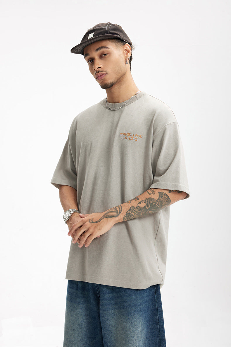 Men’s Embroidered T-Shirt - Retro Thread Collar My Store  28.08