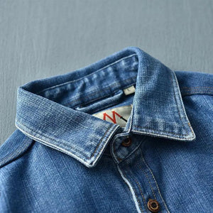Washed Blue Retro Denim Jacket - MRC STORE