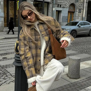 Plaid Woolen Jacket - MRC STORE