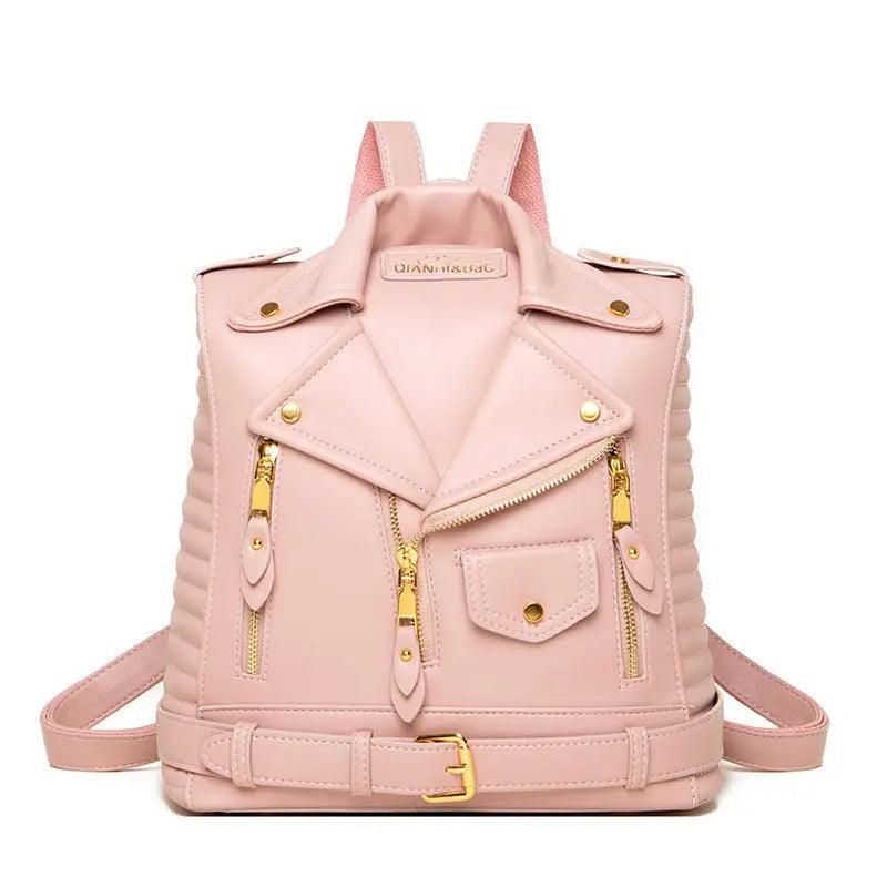 Trendy Leather Textured Jacket Backpack - MRC STORE