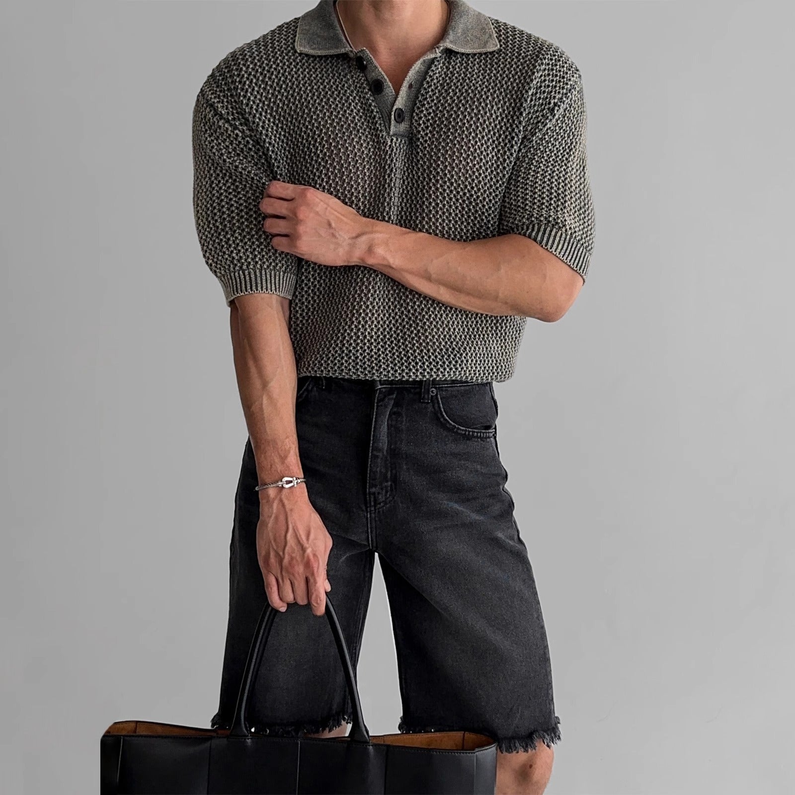 Men’s Polo Shirt - Honeycomb Knitted Short Sleeve My Store