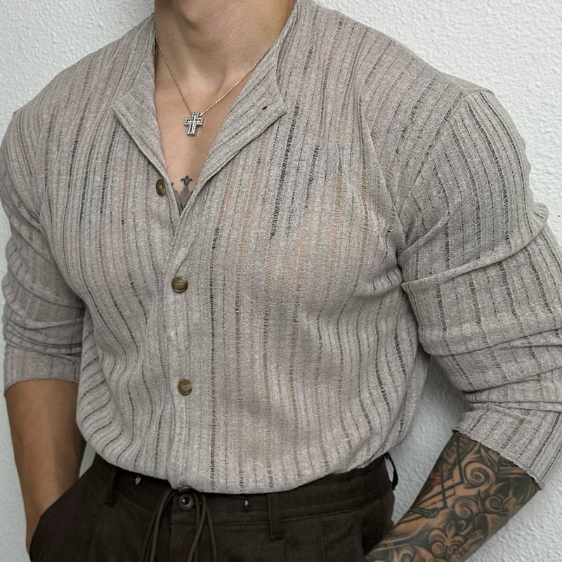 Men’s Hollow Cardigan - Solid Color Slim My Store