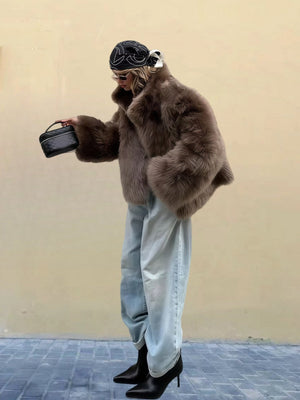 Faux Fur Collar Long Sleeve Winter Coat MRC STORE