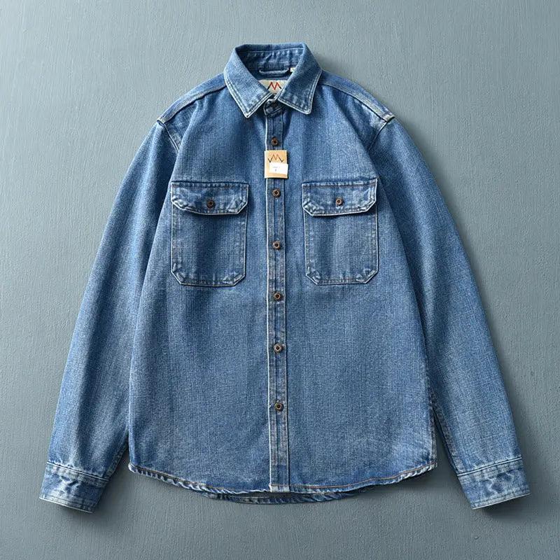 Washed Blue Retro Denim Jacket - MRC STORE