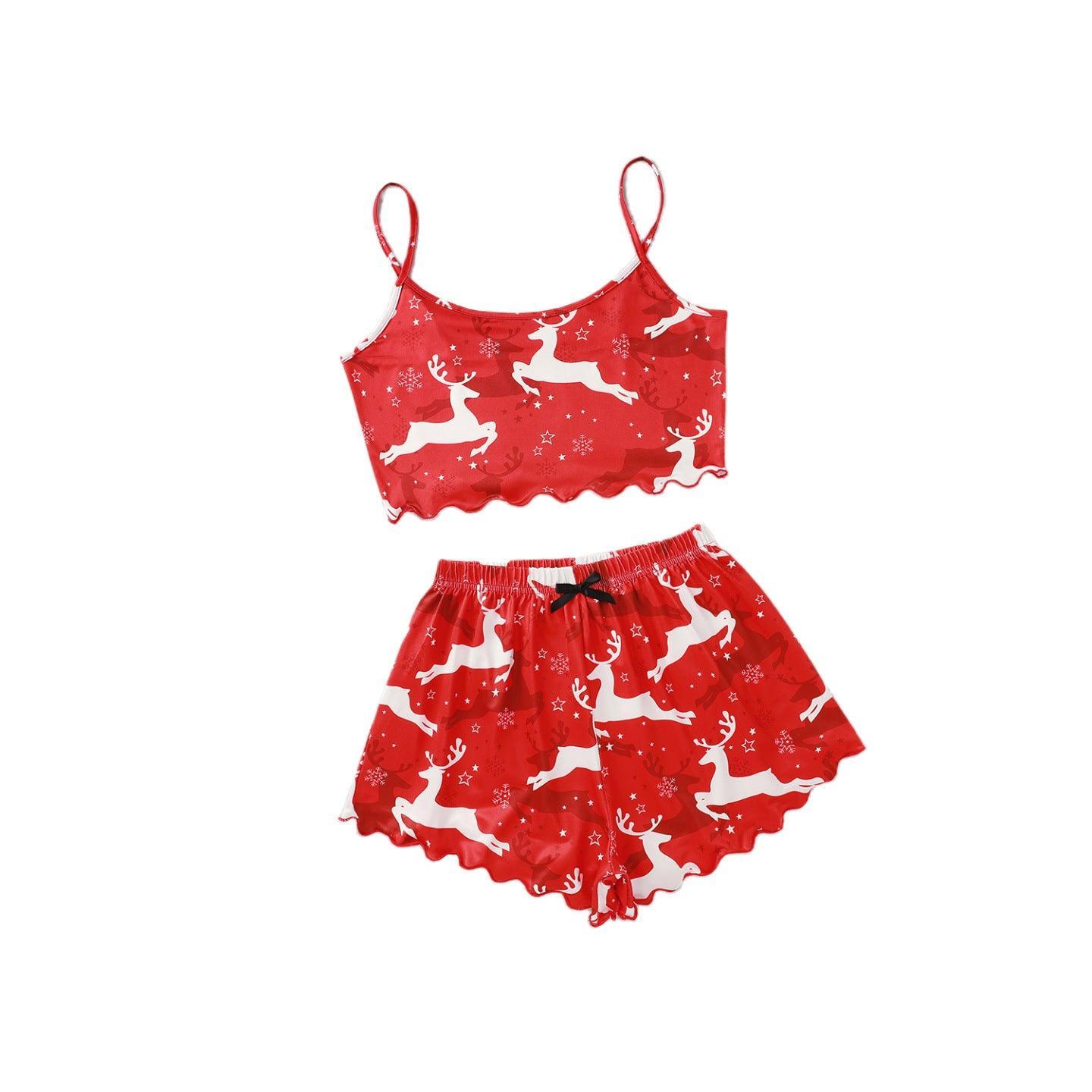 Women's Spaghetti Straps Sleeveless Pajamas – Fun & Festive Holiday Comfort - MRC STORE