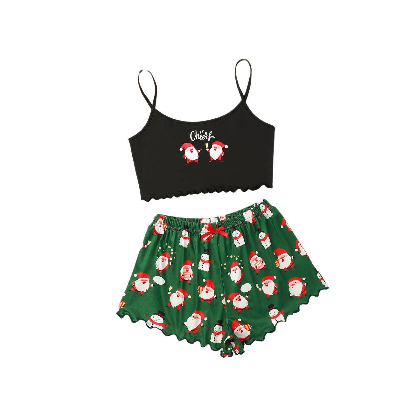Women's Spaghetti Straps Sleeveless Pajamas – Fun & Festive Holiday Comfort - MRC STORE