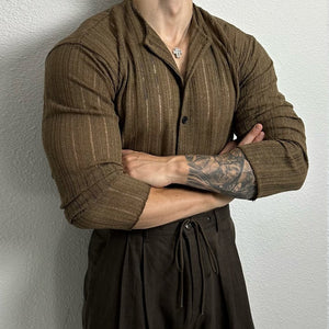 Men’s Hollow Cardigan - Solid Color Slim My Store  25.60