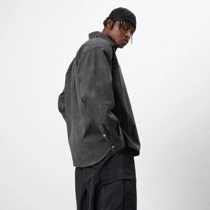 Retro American Washed PU Vintage Leather Shirt - MRC STORE