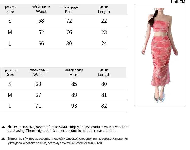 Tie dye Tube Top Printed Vest Skirt Suit - MRC STORE