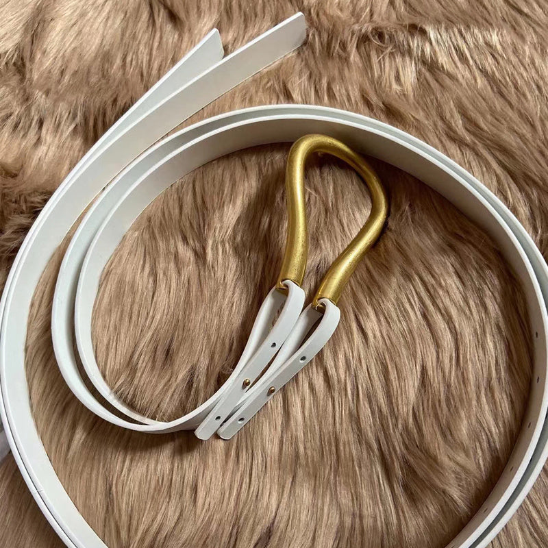 Women’s Leather Belt - Retro Gold Copper Buckle My Store  22.44