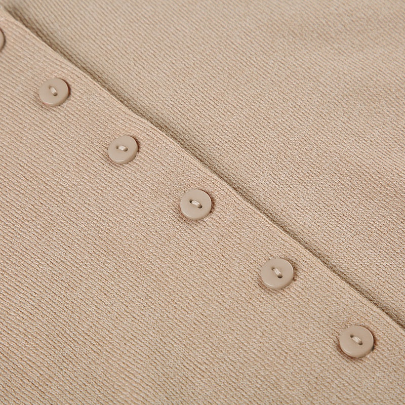 French Romantic Girl Style Base Breasted Knitted Dress - A-Line Skirt My Store