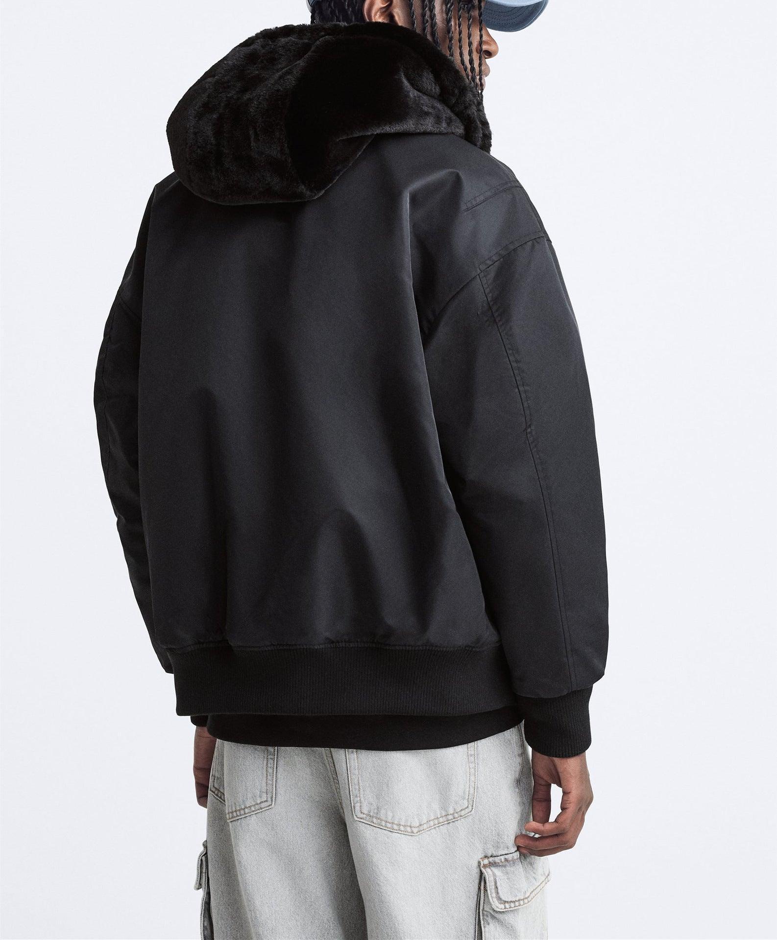 Plush Hooded Faux Fur coat - Cozy and Stylish Outerwear for Cold Weather- Double-Sided Design with Stick Pockets - MRC STORE