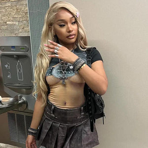 Floral Print Slim Fit Crop Top - MRC STORE