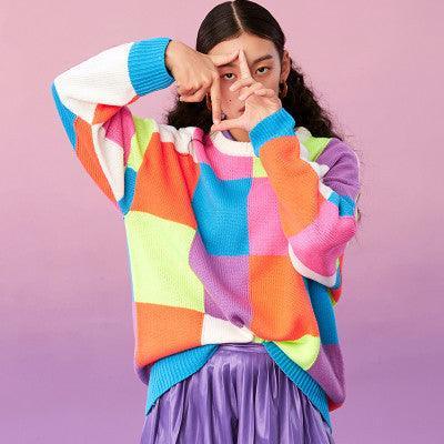 Colorful long pullover sweater - MRC STORE